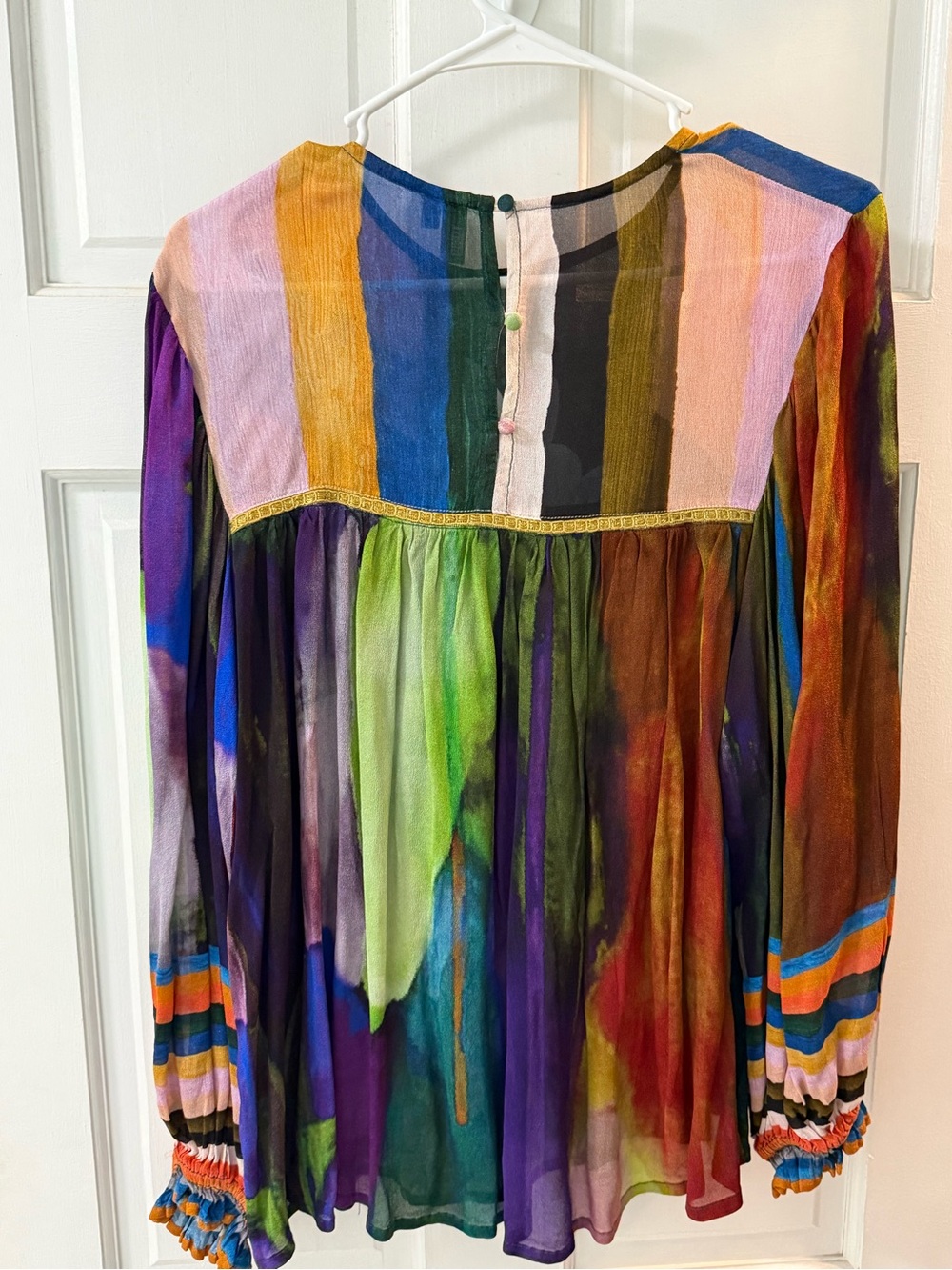 Anthropologie Floral Multicolor Boho Blouse - Dark Green Base - Picture 3 of 4